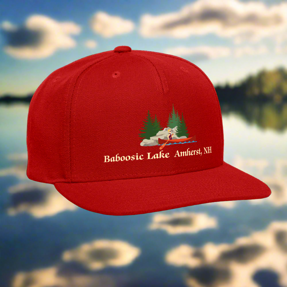 SIE CAPS "BABOOSICLAKE AMHERST NH" Authentic Snapback Baseball Cap - red