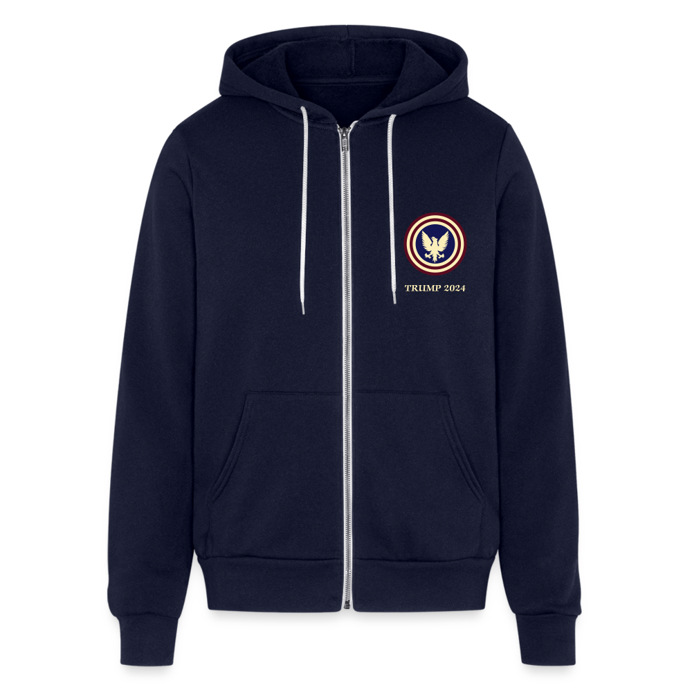 SIE  CAPS "TRUMP 2024" Bella + Canvas Unisex Full Zip Hoodie - navy