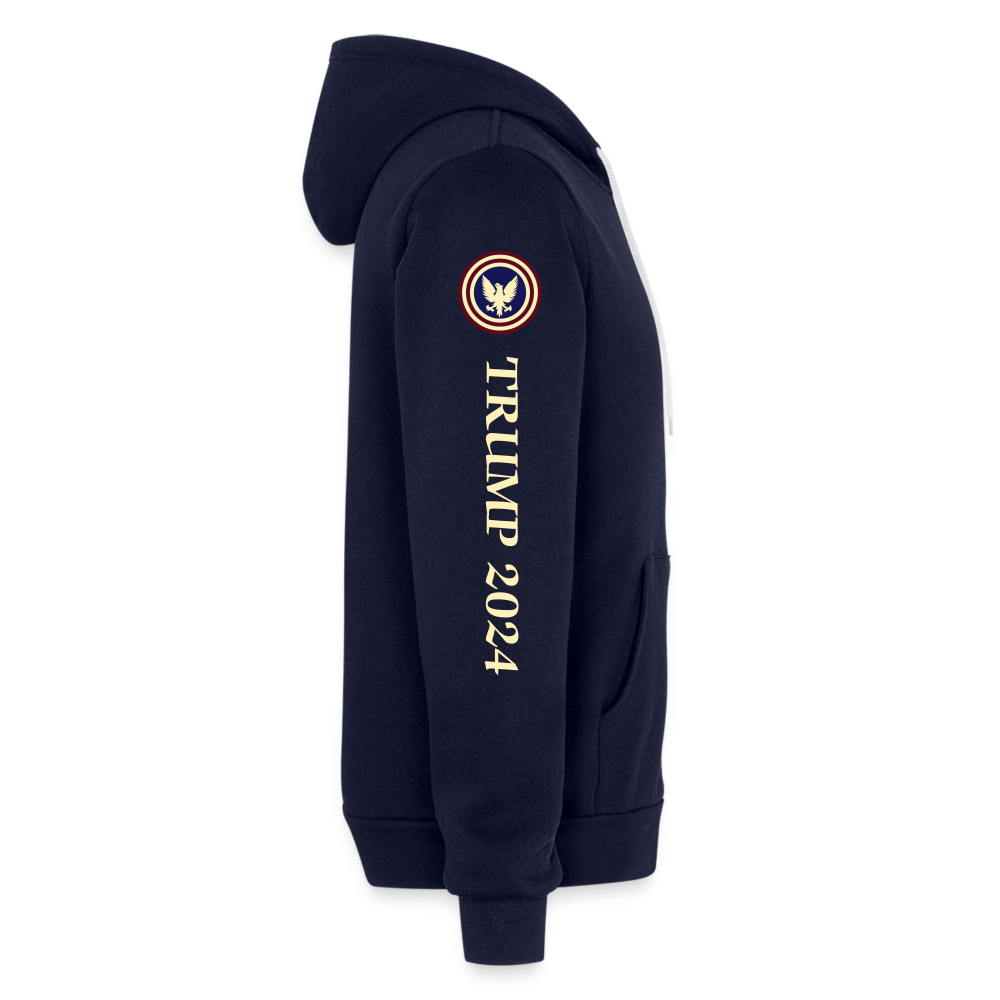 SIE  CAPS "TRUMP 2024" Bella + Canvas Unisex Full Zip Hoodie - navy