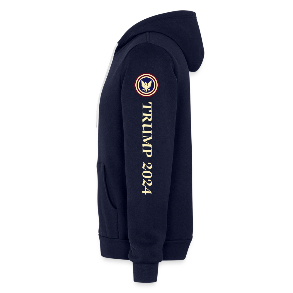 SIE  CAPS "TRUMP 2024" Bella + Canvas Unisex Full Zip Hoodie - navy