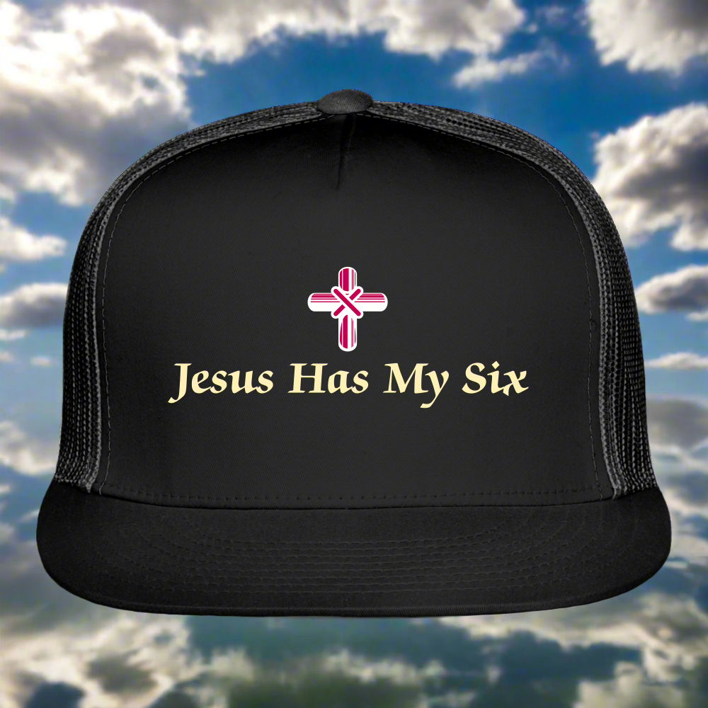 JESUS HAS MY SIX Camo Trucker CapTrucker Cap - black/black