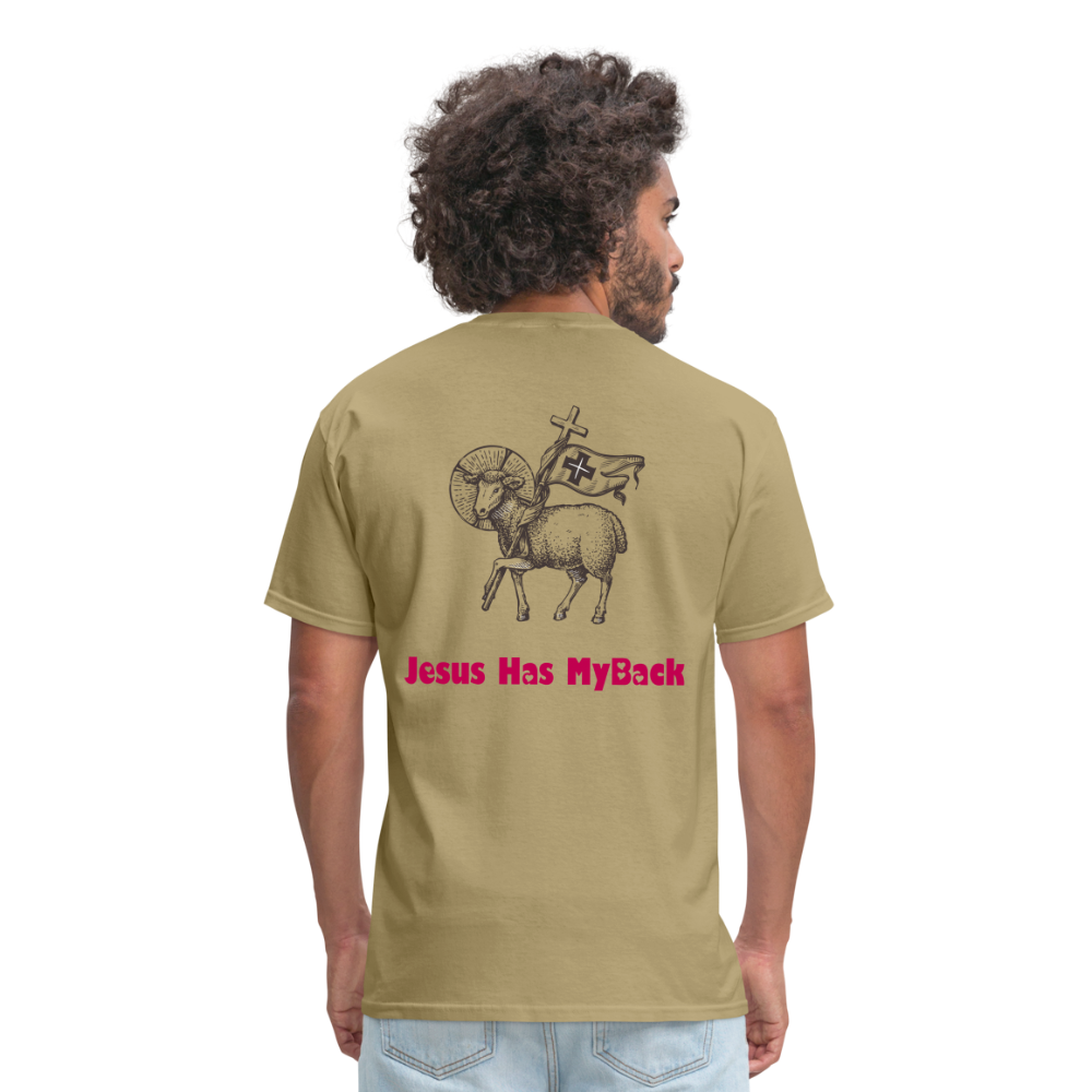 SIE CAPS "JESUS HAS MY BACK" Unisex Classic T-Shirt - khaki