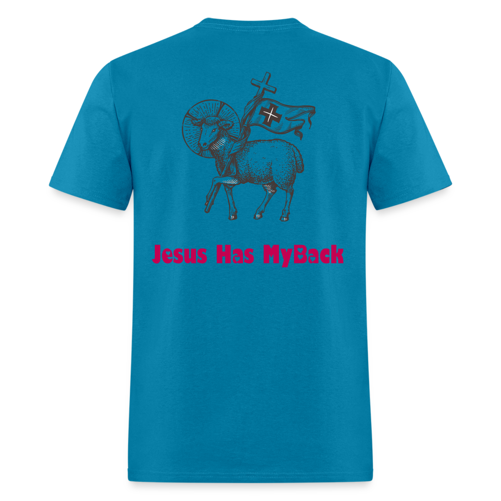 SIE CAPS "JESUS HAS MY BACK" Unisex Classic T-Shirt - turquoise