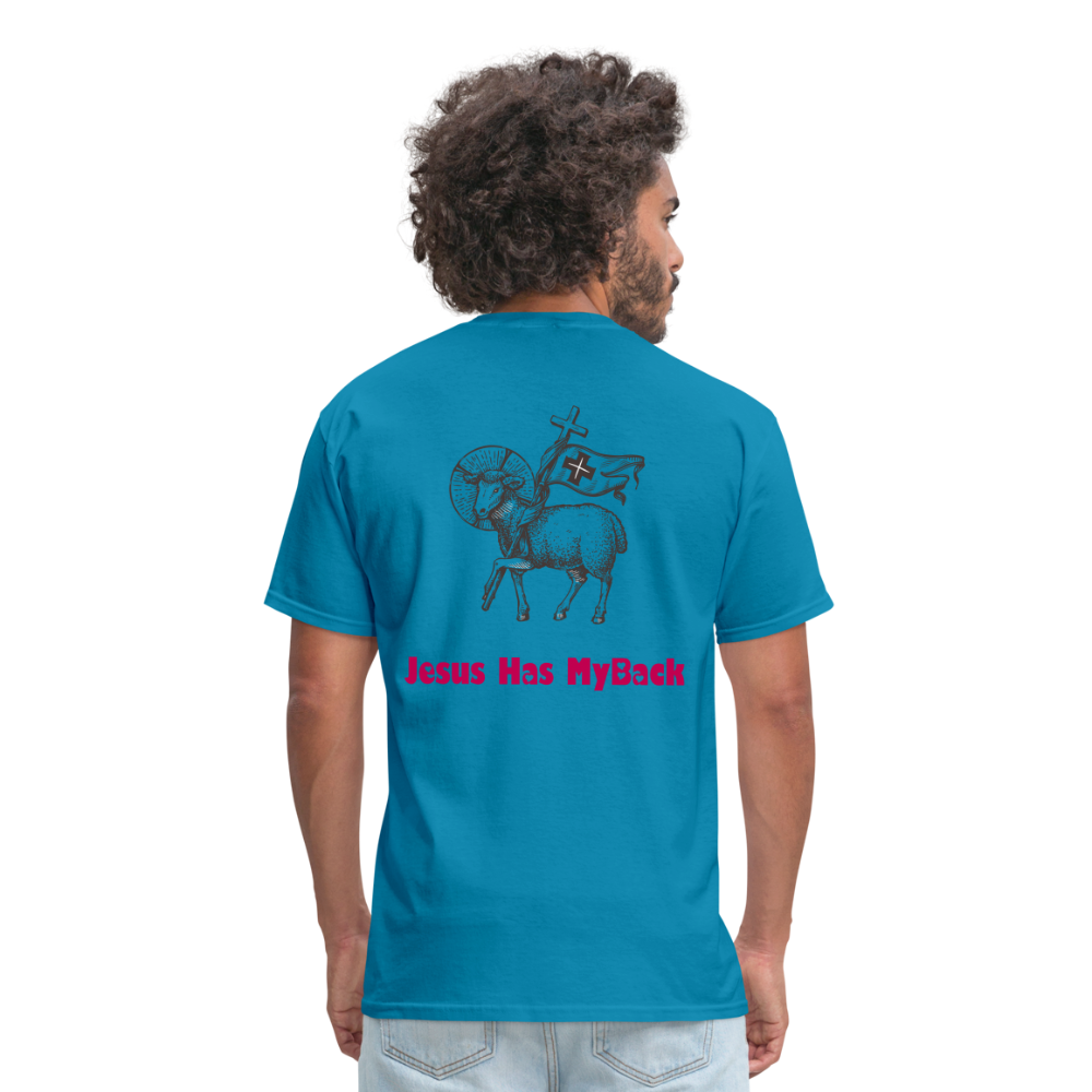 SIE CAPS "JESUS HAS MY BACK" Unisex Classic T-Shirt - turquoise