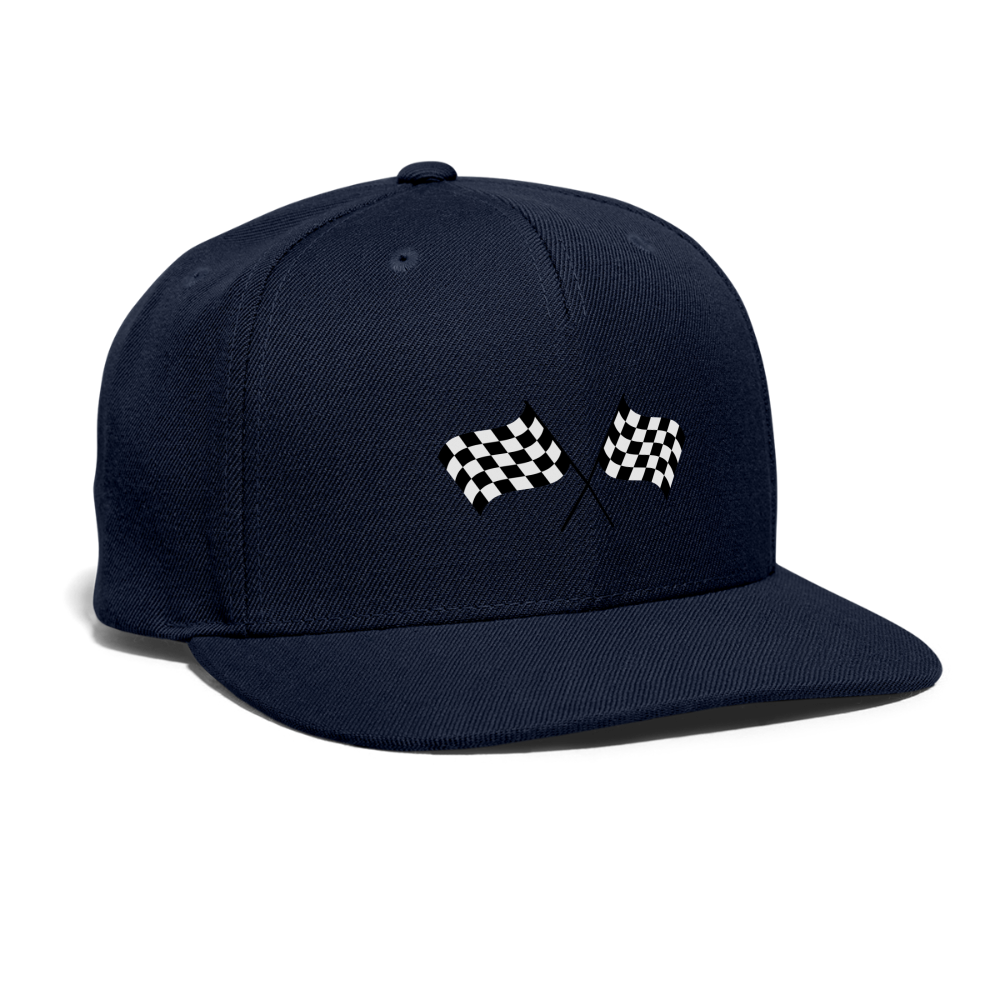 CHECKERED FLAGS Snapback Baseball Cap - navy