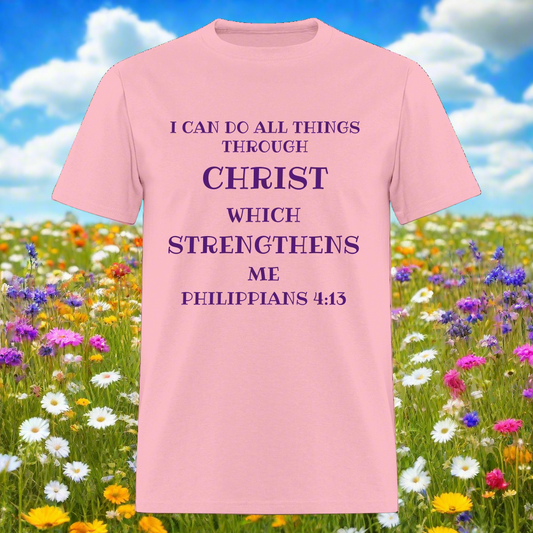 SIE CAPS  PHILIPPIANS 4:13 Unisex Tee Shirts - pink