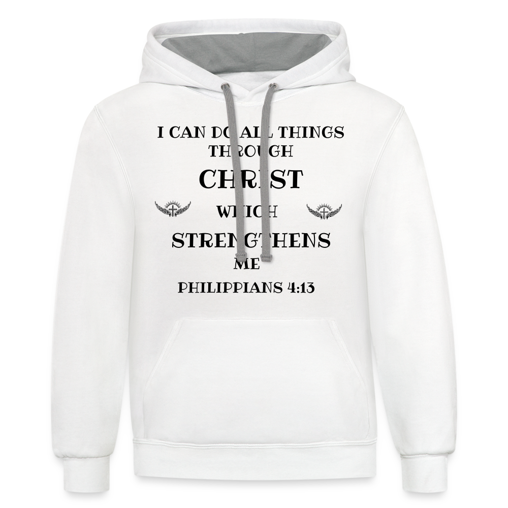 SIE CAPS PHILIPPIANS 4:13 Contrast Hoodie - white/gray