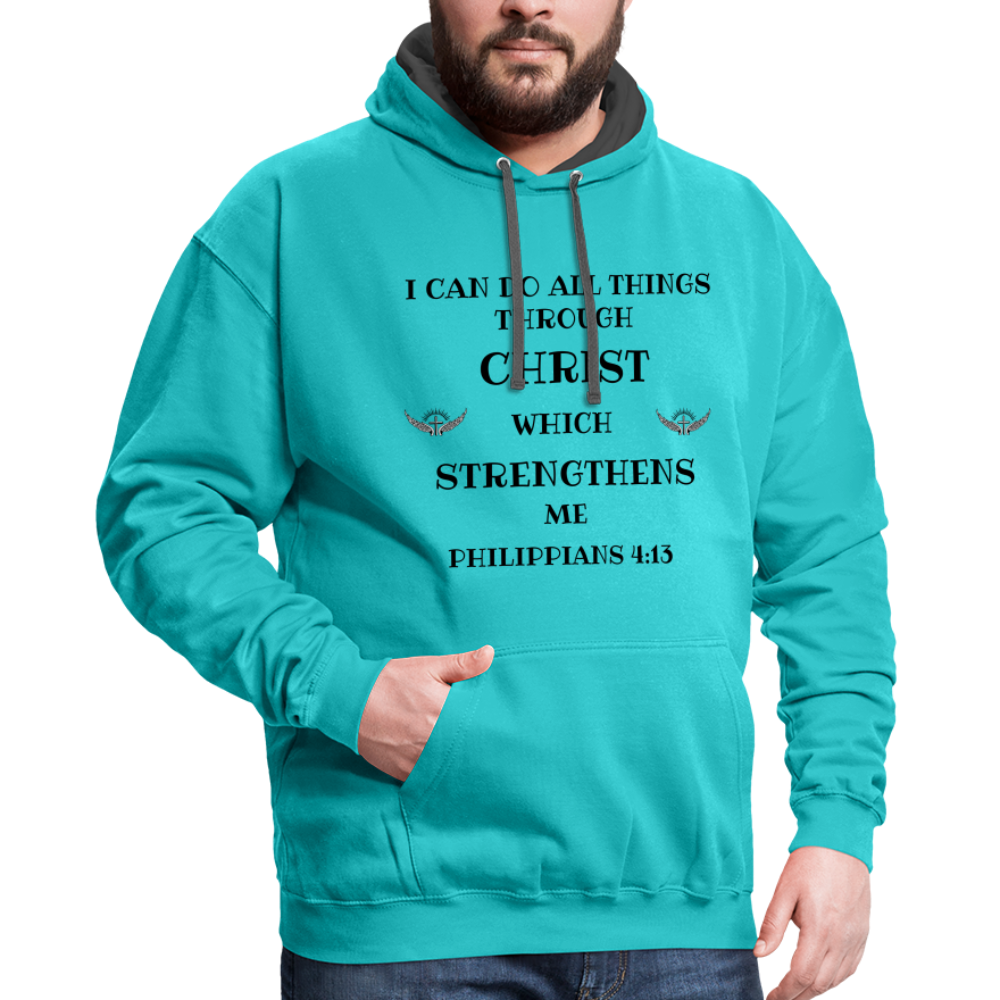 SIE CAPS PHILIPPIANS 4:13 Contrast Hoodie - scuba blue/asphalt