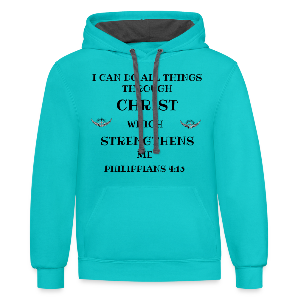 SIE CAPS PHILIPPIANS 4:13 Contrast Hoodie - scuba blue/asphalt