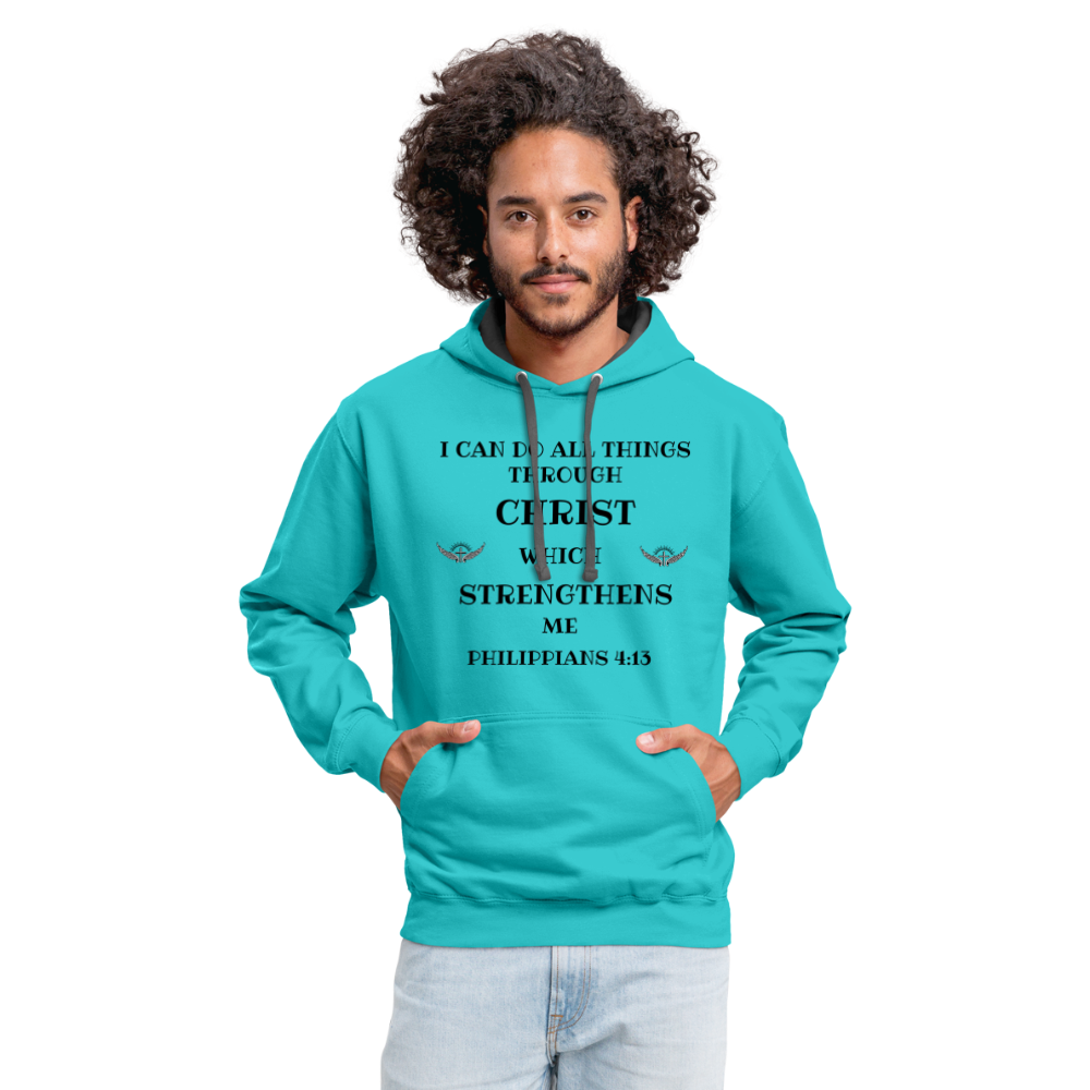 SIE CAPS PHILIPPIANS 4:13 Contrast Hoodie - scuba blue/asphalt