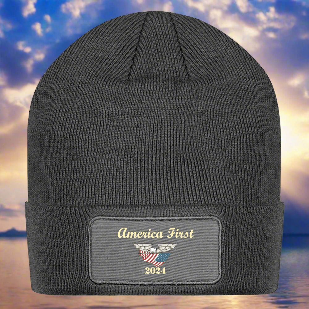 SIE CAPS "AMERICA FIRST 2024" Patch Beanie - charcoal grey