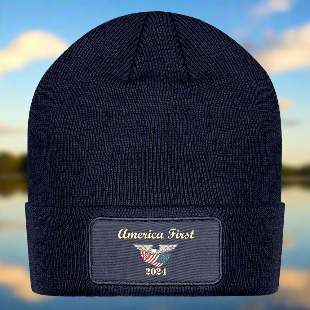 SIE CAPS "AMERICA FIRST 2024" Patch Beanie - navy