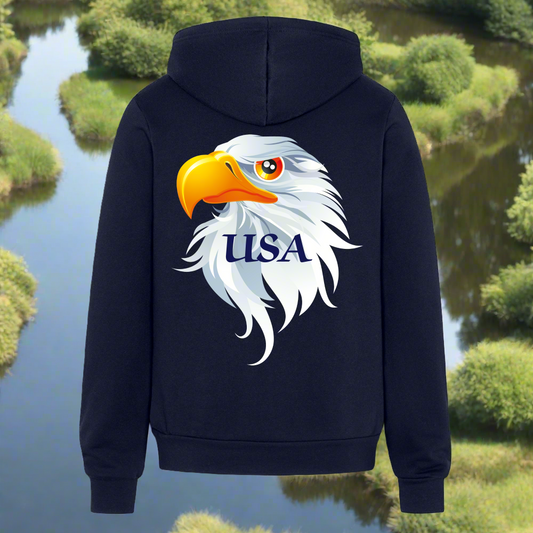 SIE CAPS "AMERICAN EAGLE USA" Bella + Canvas Unisex Full Zip Hoodie - navy