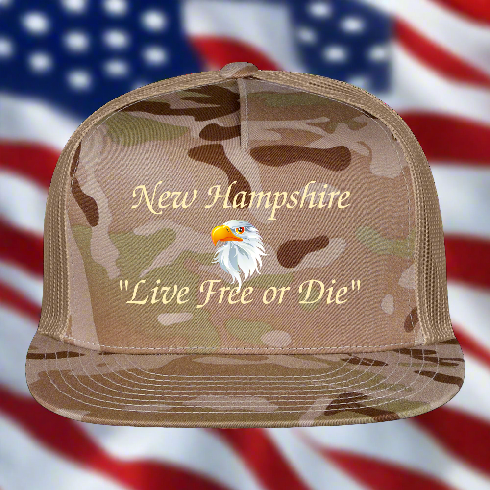 SIE CAPS "LIVE FREE or DIE" Snapback Trucker Cap - MultiCam\tan