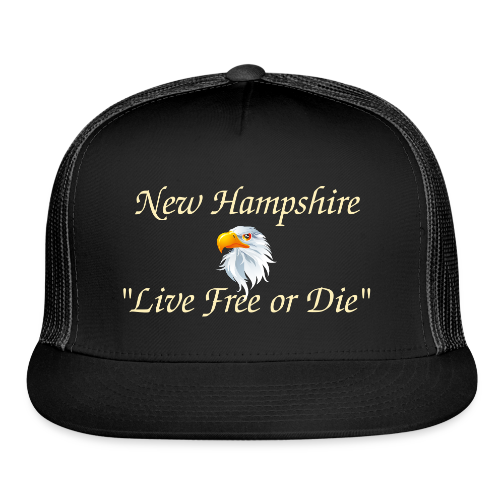 SIE CAPS "LIVE FREE or DIE" Snapback Trucker Cap - black/black