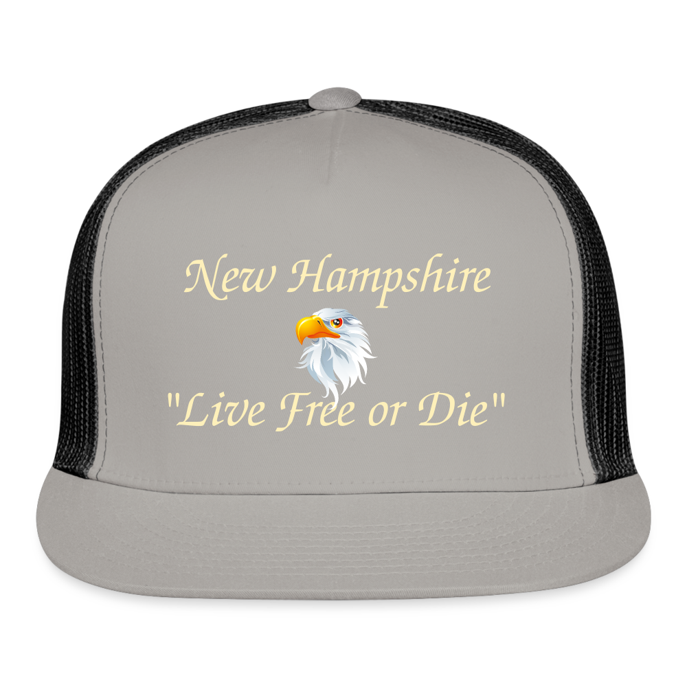 SIE CAPS "LIVE FREE or DIE" Snapback Trucker Cap - gray/black