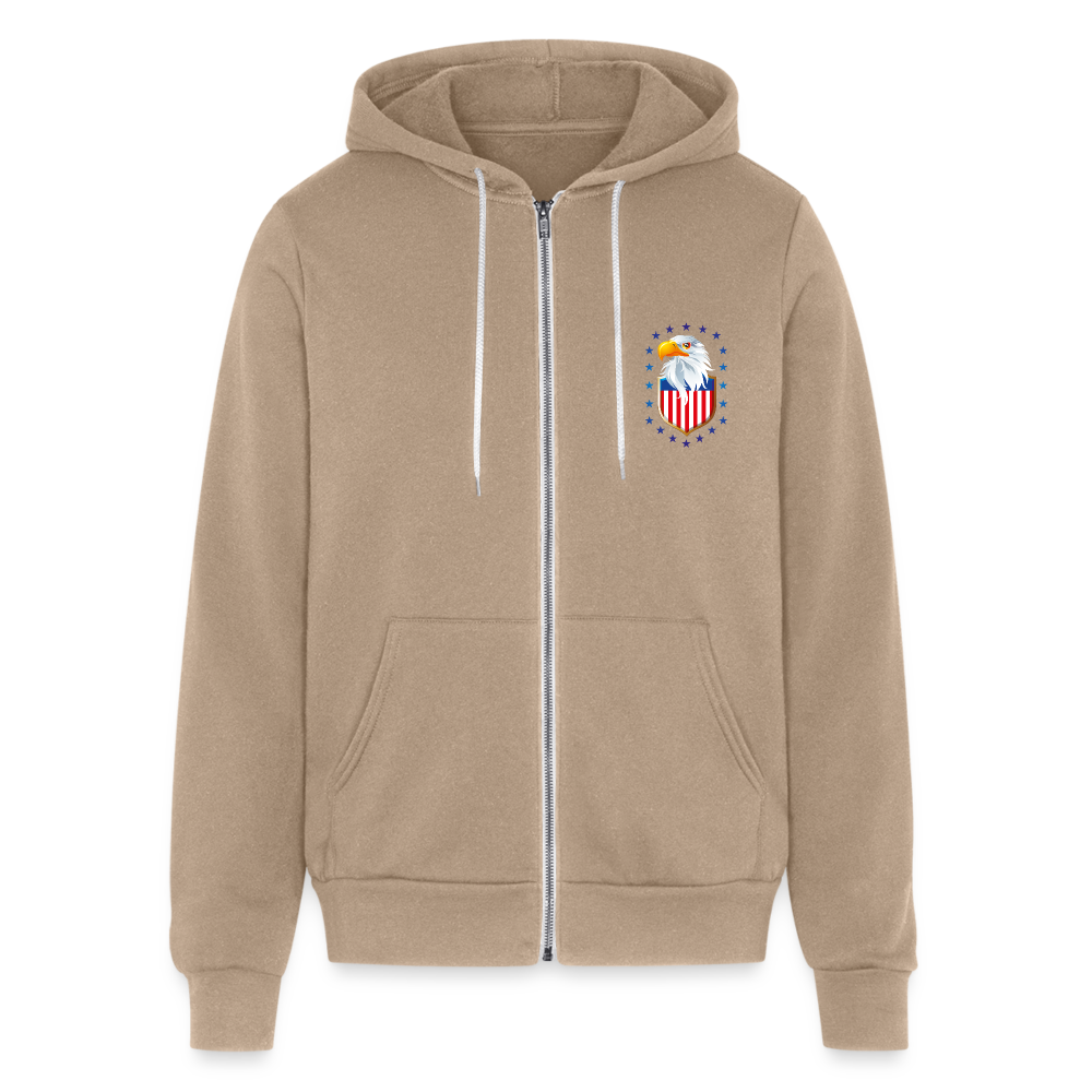 SIE CAPS "MERICAN BALD EAGLE" Bella + Canvas Unisex Full Zip Hoodie - tan
