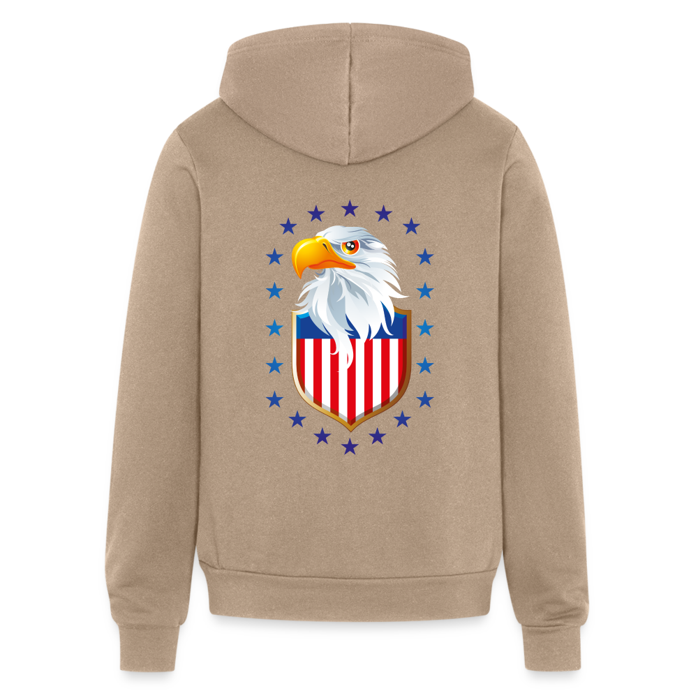 SIE CAPS "MERICAN BALD EAGLE" Bella + Canvas Unisex Full Zip Hoodie - tan
