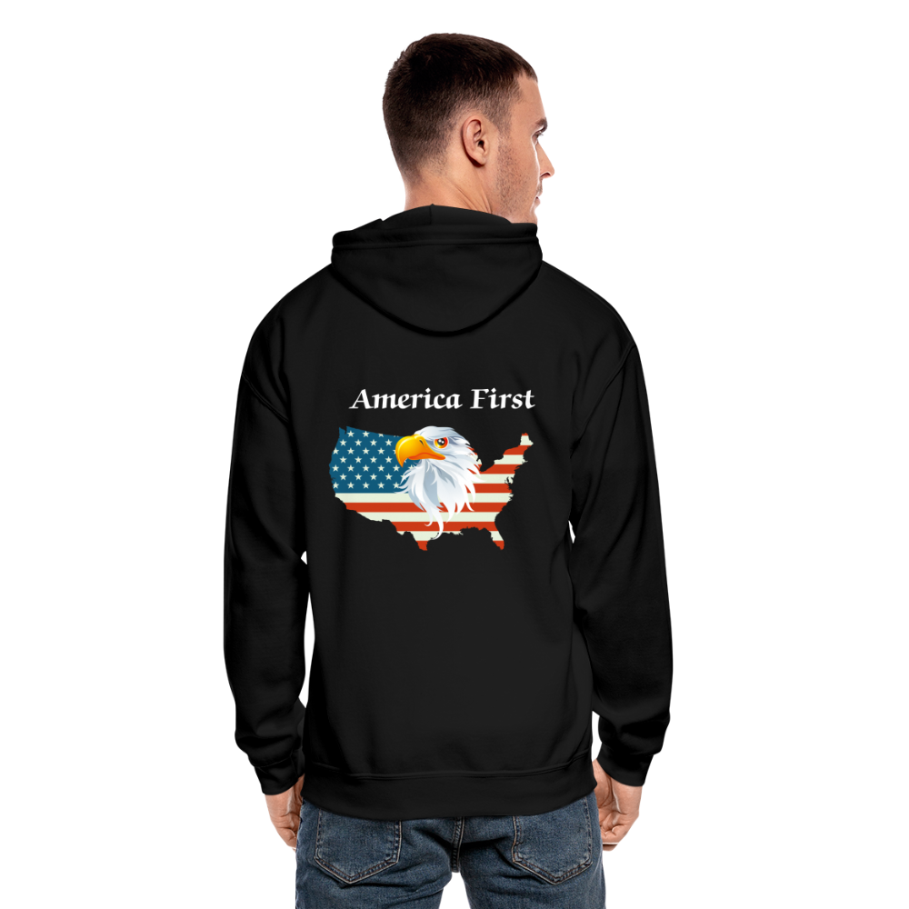 SIE CAPS "AMERICA FIRST EAGLE" Front/Back Designed Zippered Hoodie - black