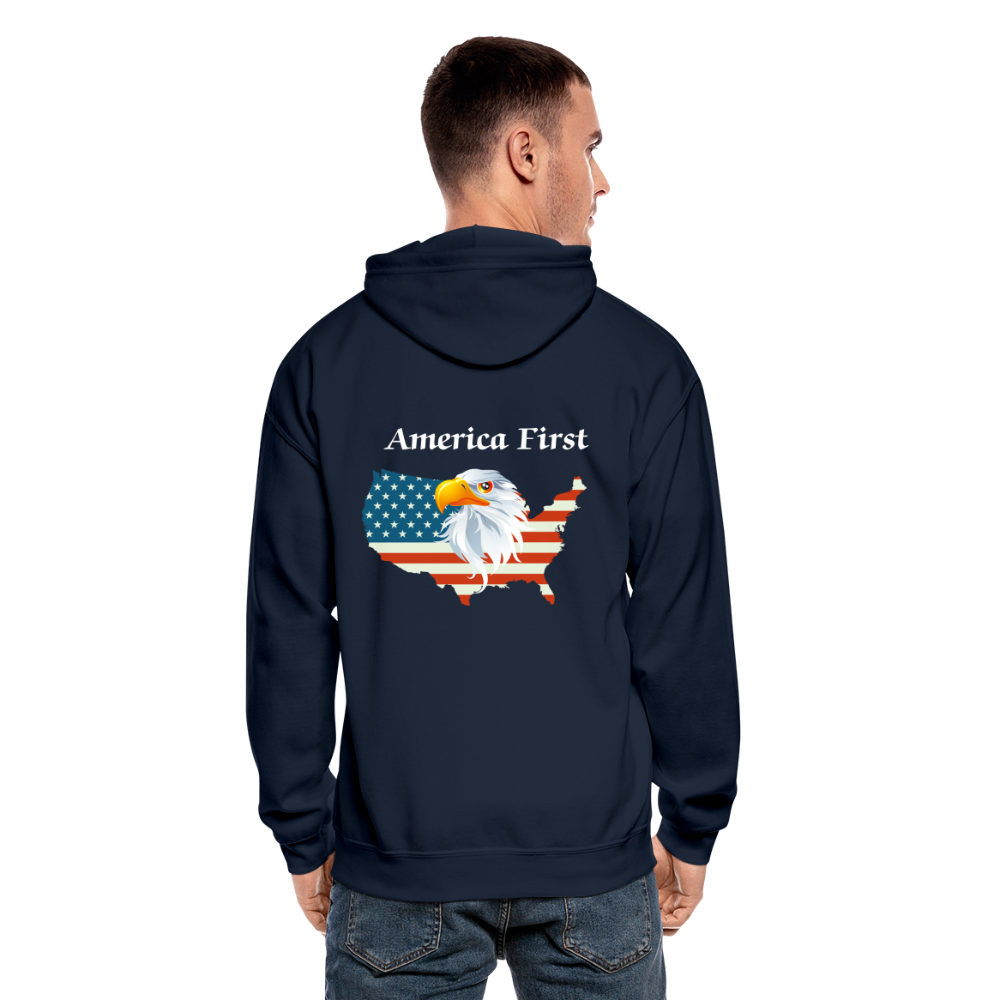 SIE CAPS "AMERICA FIRST EAGLE" Front/Back Designed Zippered Hoodie - navy