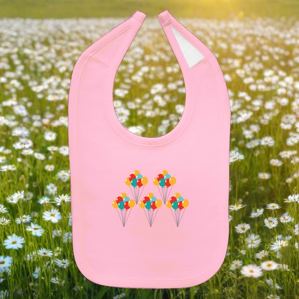 SIE CAPS "BDAY BALLOONS" Baby Bib - light pink