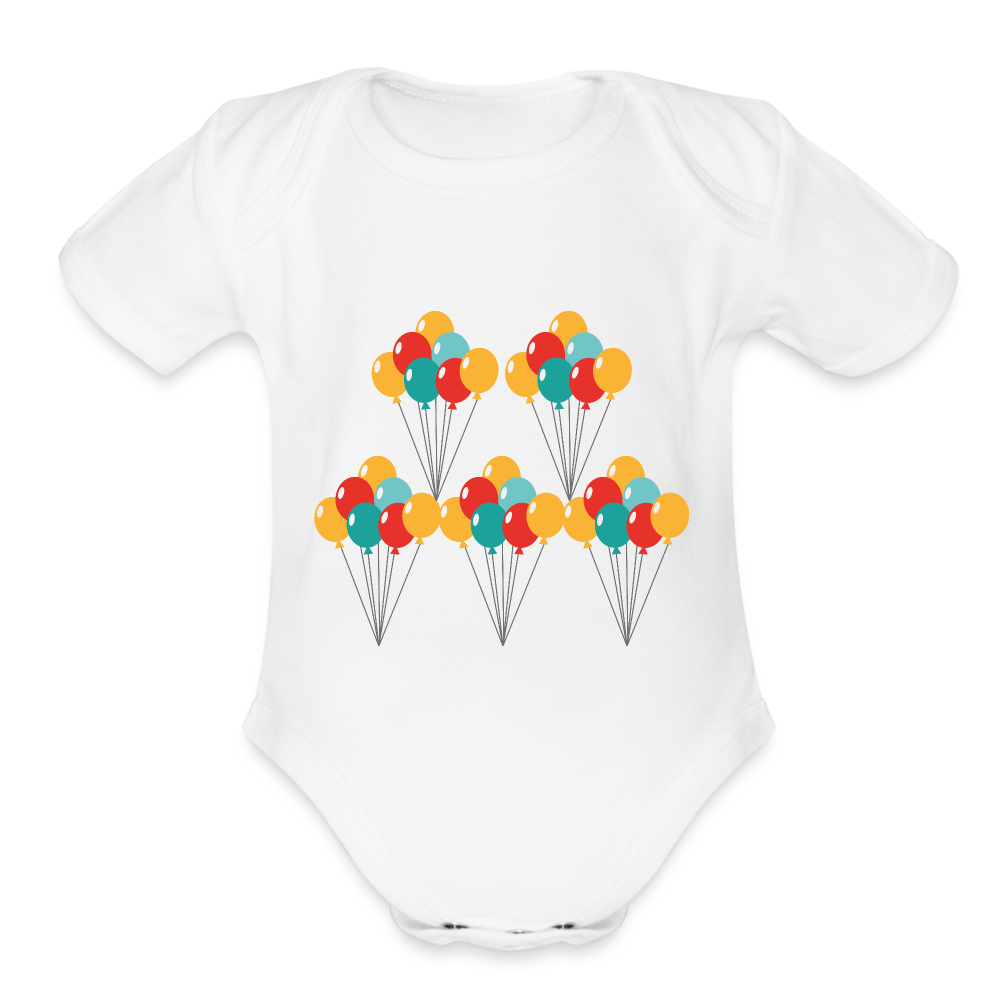 SIE CAPS "BALLOONS Organic Short Sleeve Baby Bodysuit - white