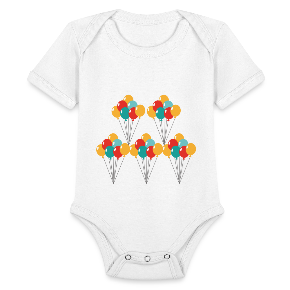 SIE CAPS "BALLOONS Organic Short Sleeve Baby Bodysuit - white