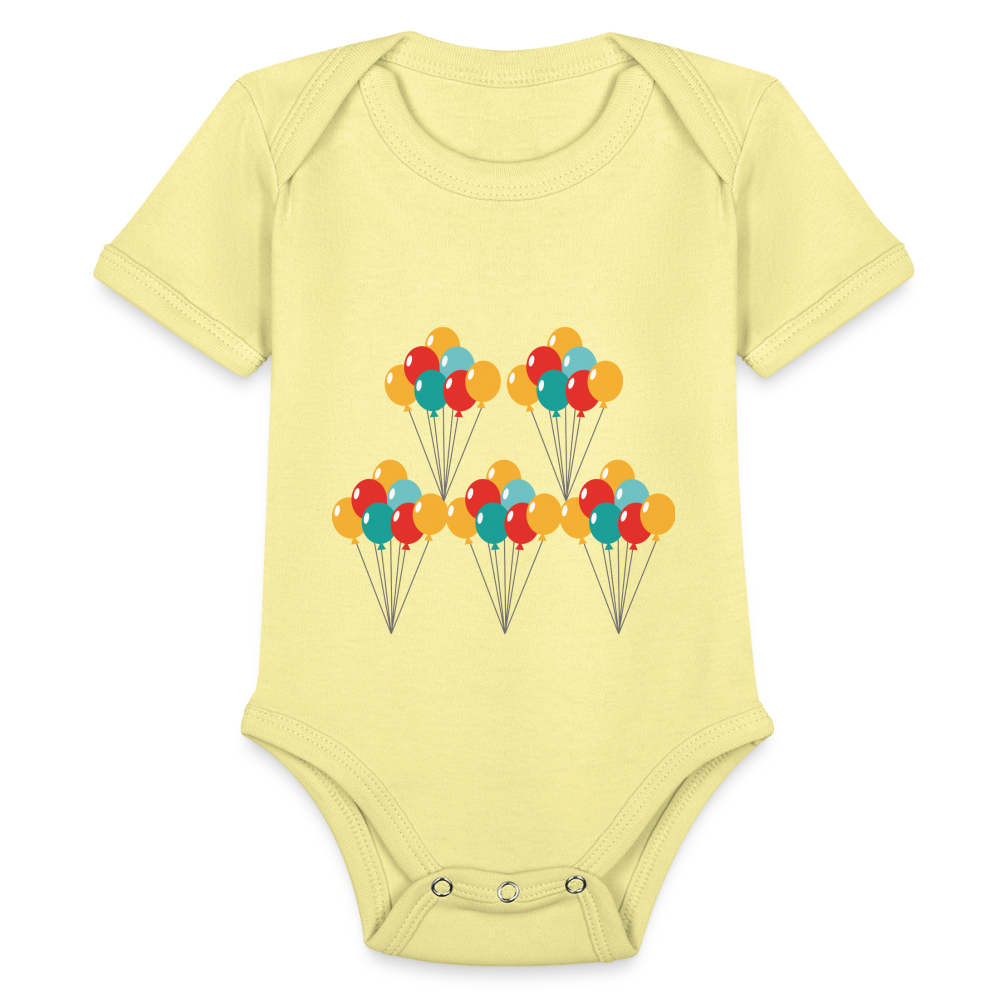 SIE CAPS "BALLOONS Organic Short Sleeve Baby Bodysuit - washed yellow