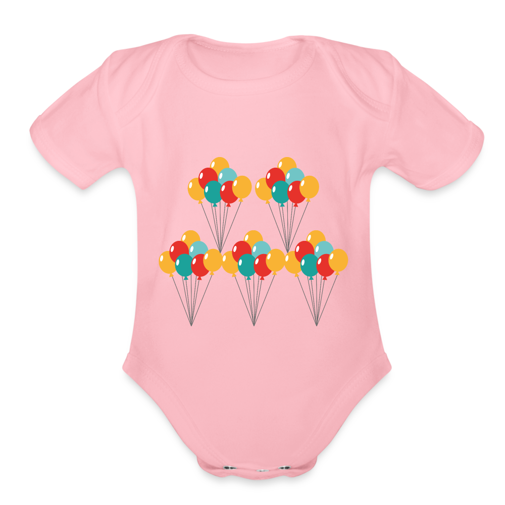 SIE CAPS "BALLOONS Organic Short Sleeve Baby Bodysuit - light pink