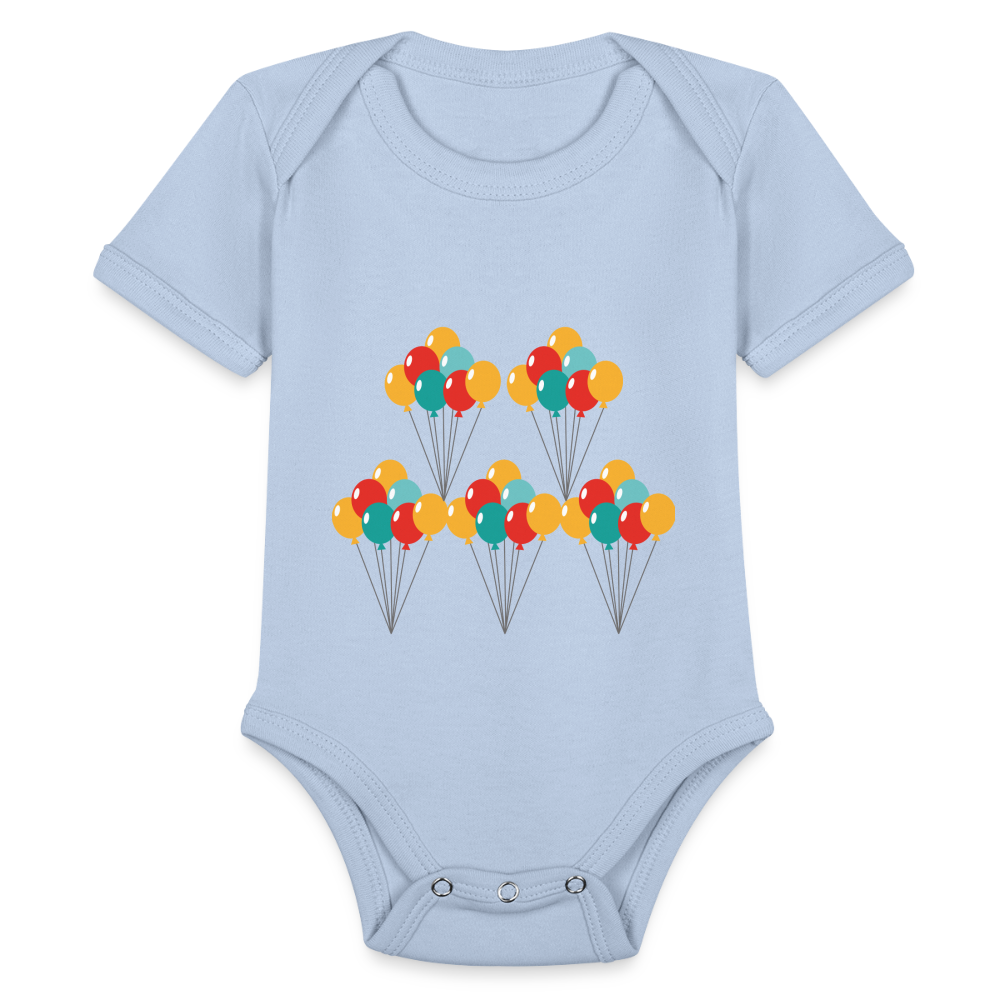 SIE CAPS "BALLOONS Organic Short Sleeve Baby Bodysuit - sky