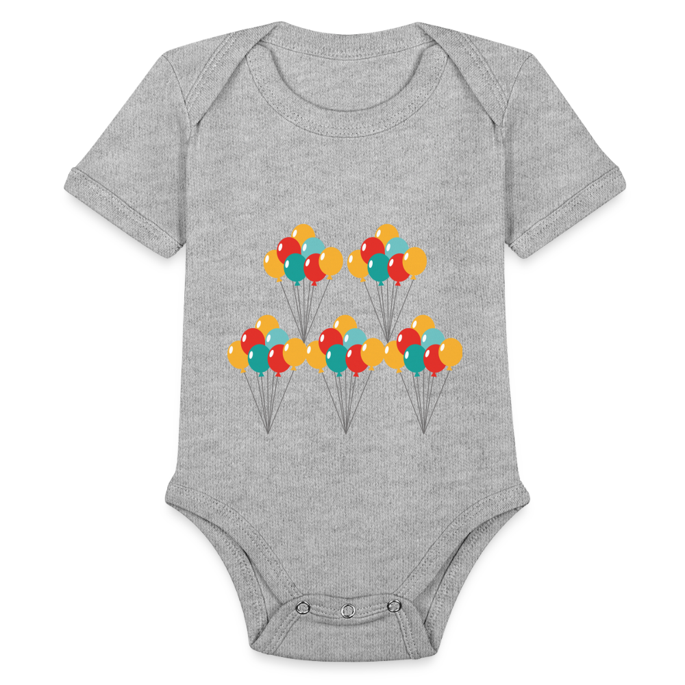 SIE CAPS "BALLOONS Organic Short Sleeve Baby Bodysuit - heather grey