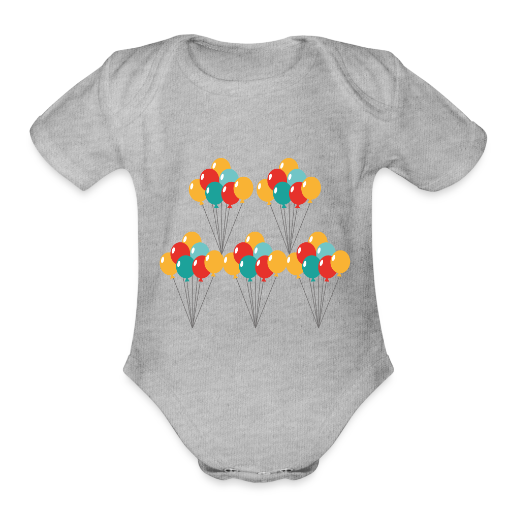 SIE CAPS "BALLOONS Organic Short Sleeve Baby Bodysuit - heather grey