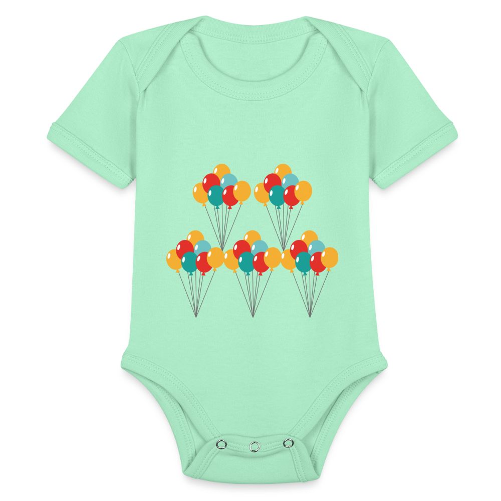 SIE CAPS "BALLOONS Organic Short Sleeve Baby Bodysuit - light mint