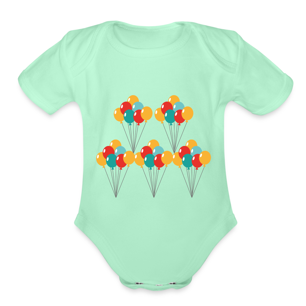 SIE CAPS "BALLOONS Organic Short Sleeve Baby Bodysuit - light mint