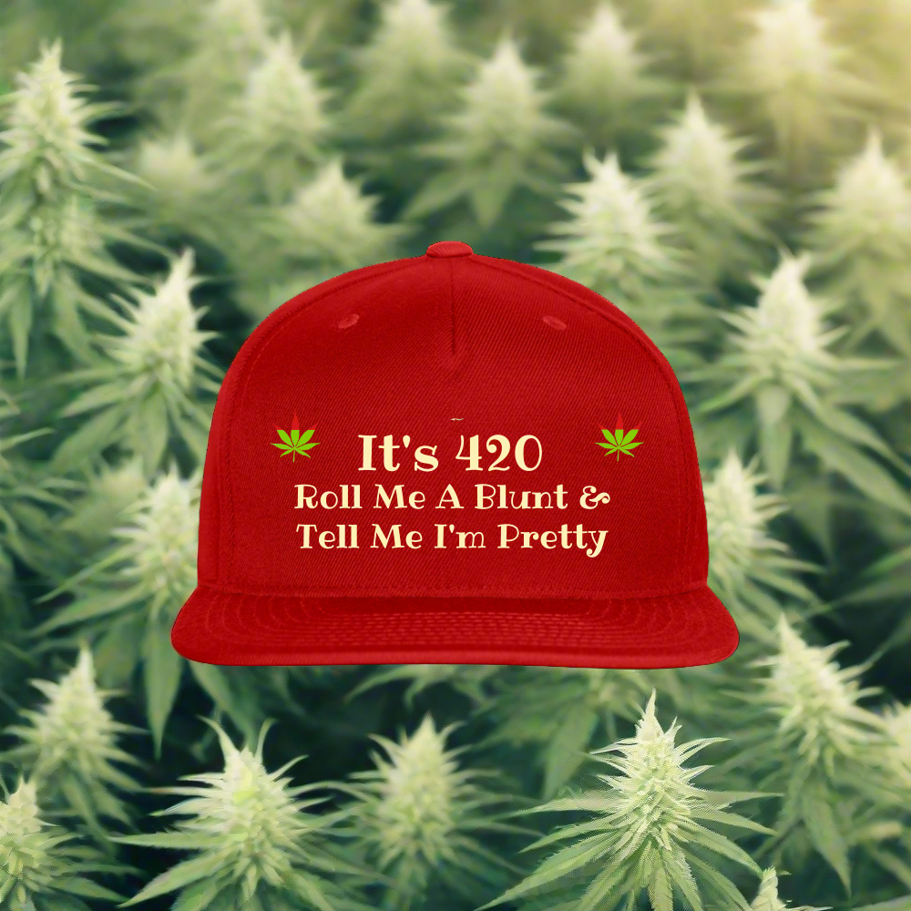 SIE CAPS "It's "420 Roll Me A Blunt" Authentic Snapback Cap - red