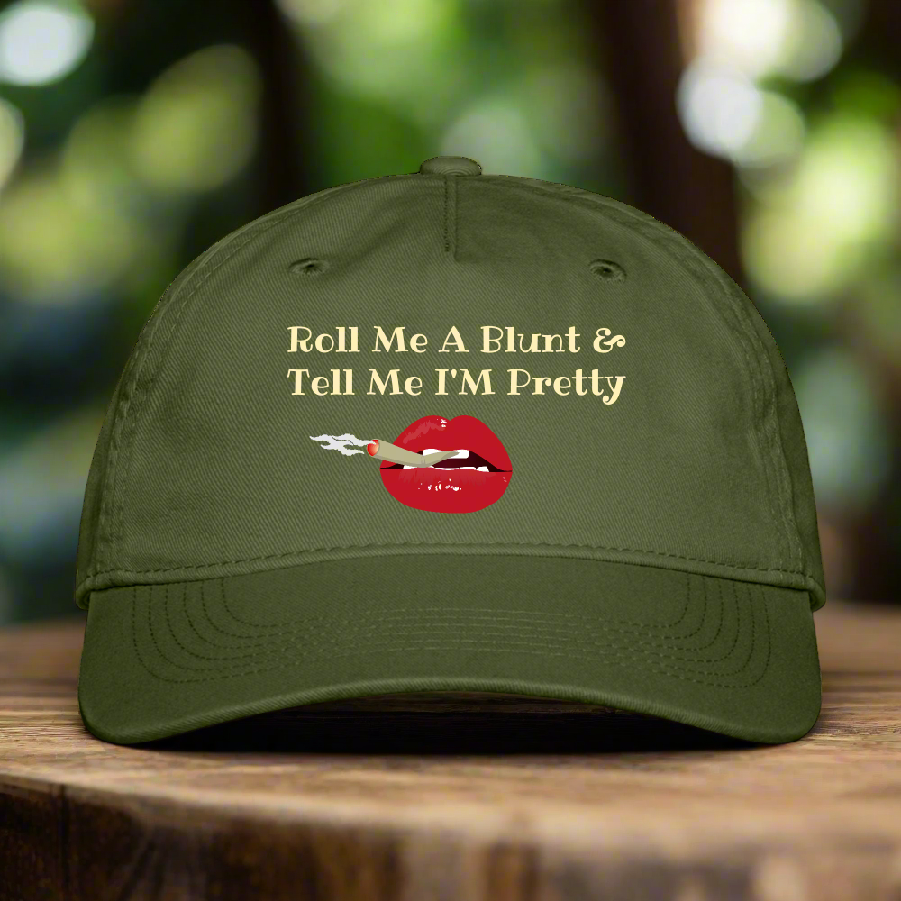 SIE CAPS "Roll Me A Blunt" Authentic Organic Snapback Baseball Cap - olive green