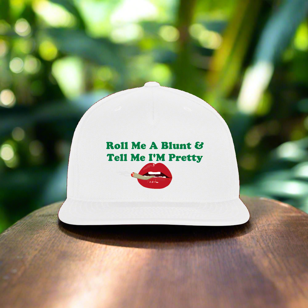 SIE CAPS "Roll Me A Blunt" Authentic Snapback Baseball Cap - white