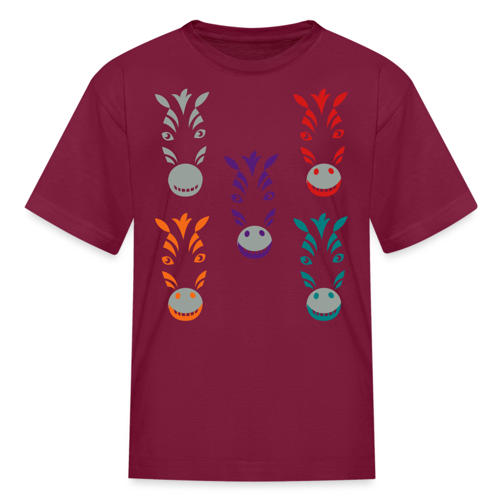 SIE CAPS "ZEBRAS" Fruit of the Loom Kids' T-Shirt - burgundy