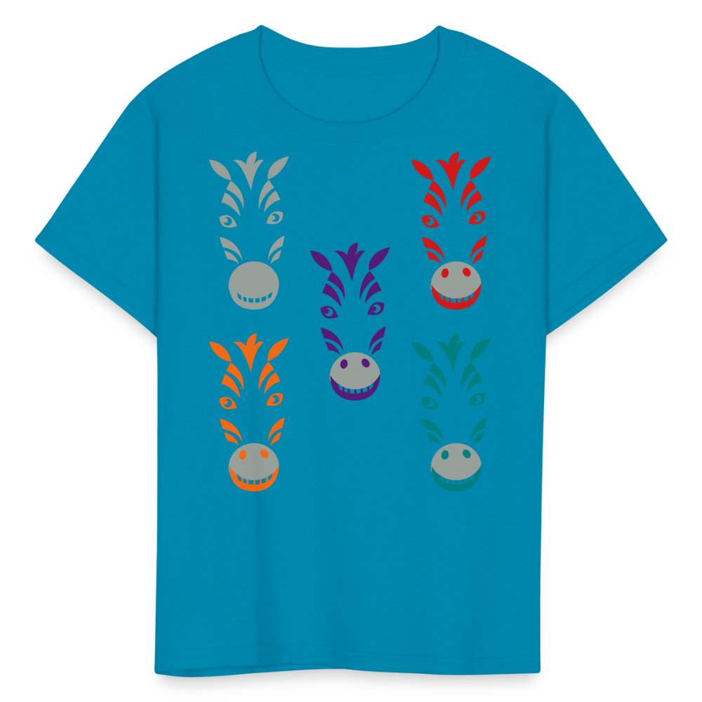 SIE CAPS "ZEBRAS" Fruit of the Loom Kids' T-Shirt - turquoise