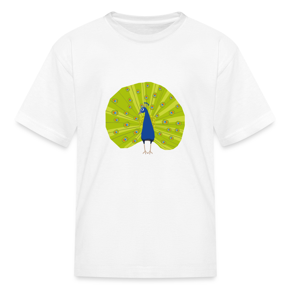 SIE CAPS "PEACOCK" Kids Fruit of the Loom T-Shirt - white