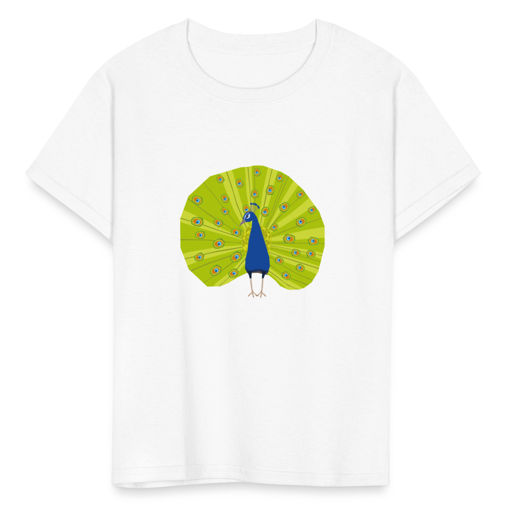 SIE CAPS "PEACOCK" Kids Fruit of the Loom T-Shirt - white