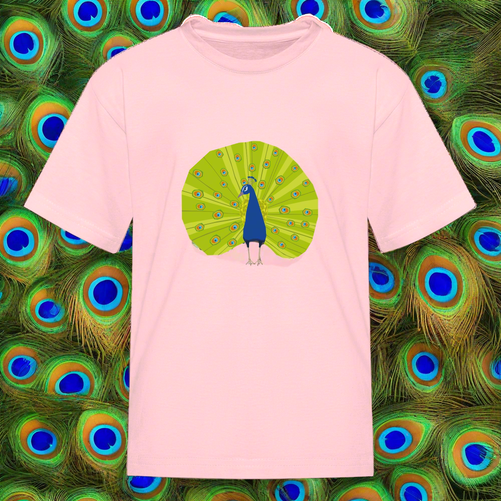 SIE CAPS "PEACOCK" Kids Fruit of the Loom T-Shirt - pink