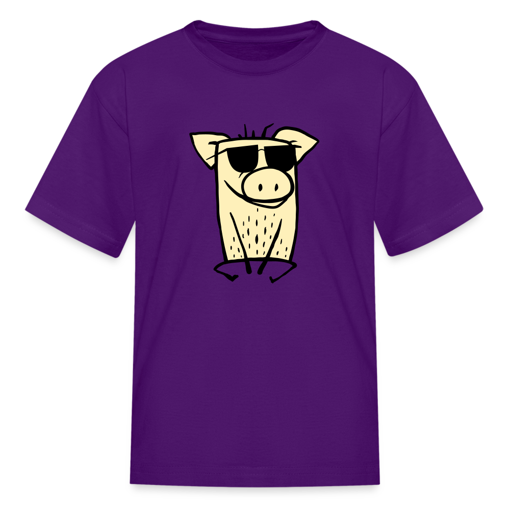 SIE CAPS "COOL PIG" Kids' Fruit of the Loom T-Shirt - purple