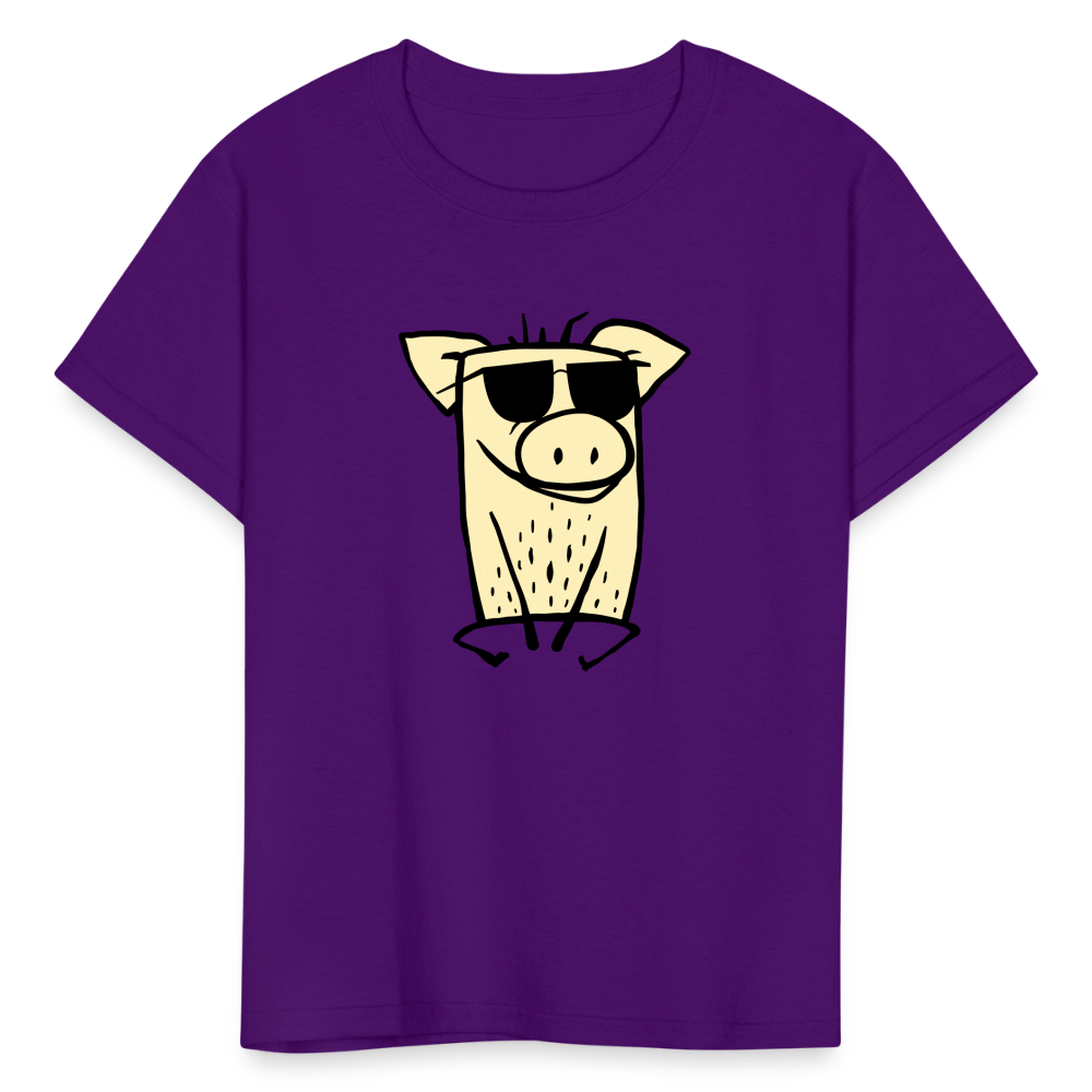 SIE CAPS "COOL PIG" Kids' Fruit of the Loom T-Shirt - purple