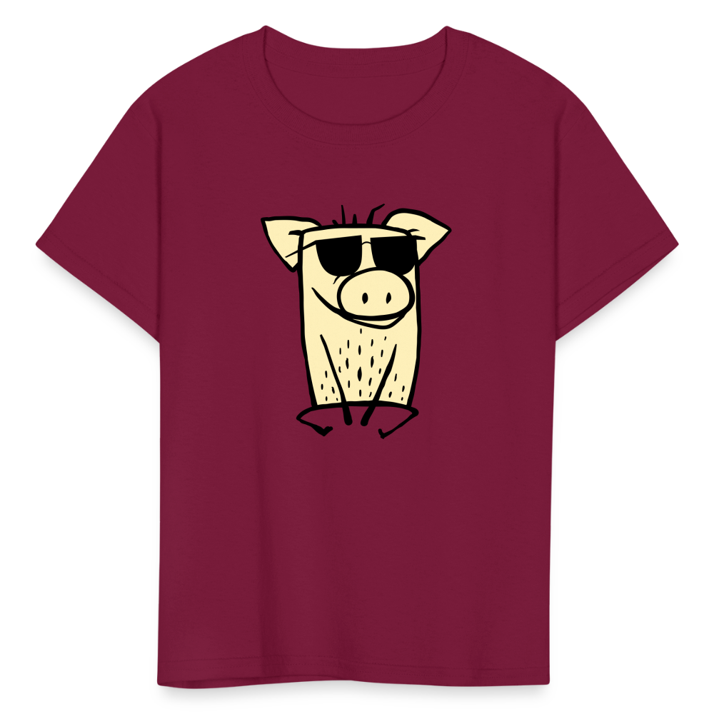 SIE CAPS "COOL PIG" Kids' Fruit of the Loom T-Shirt - burgundy