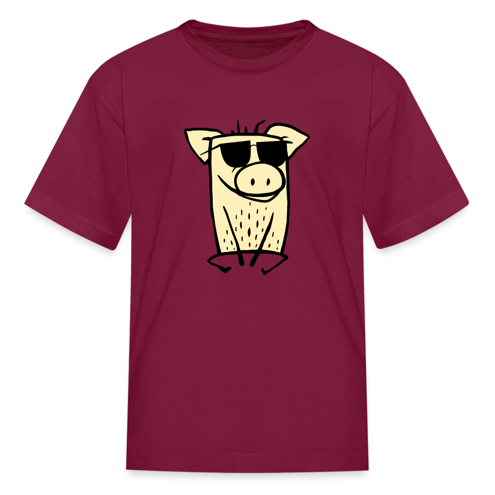 SIE CAPS "COOL PIG" Kids' Fruit of the Loom T-Shirt - burgundy