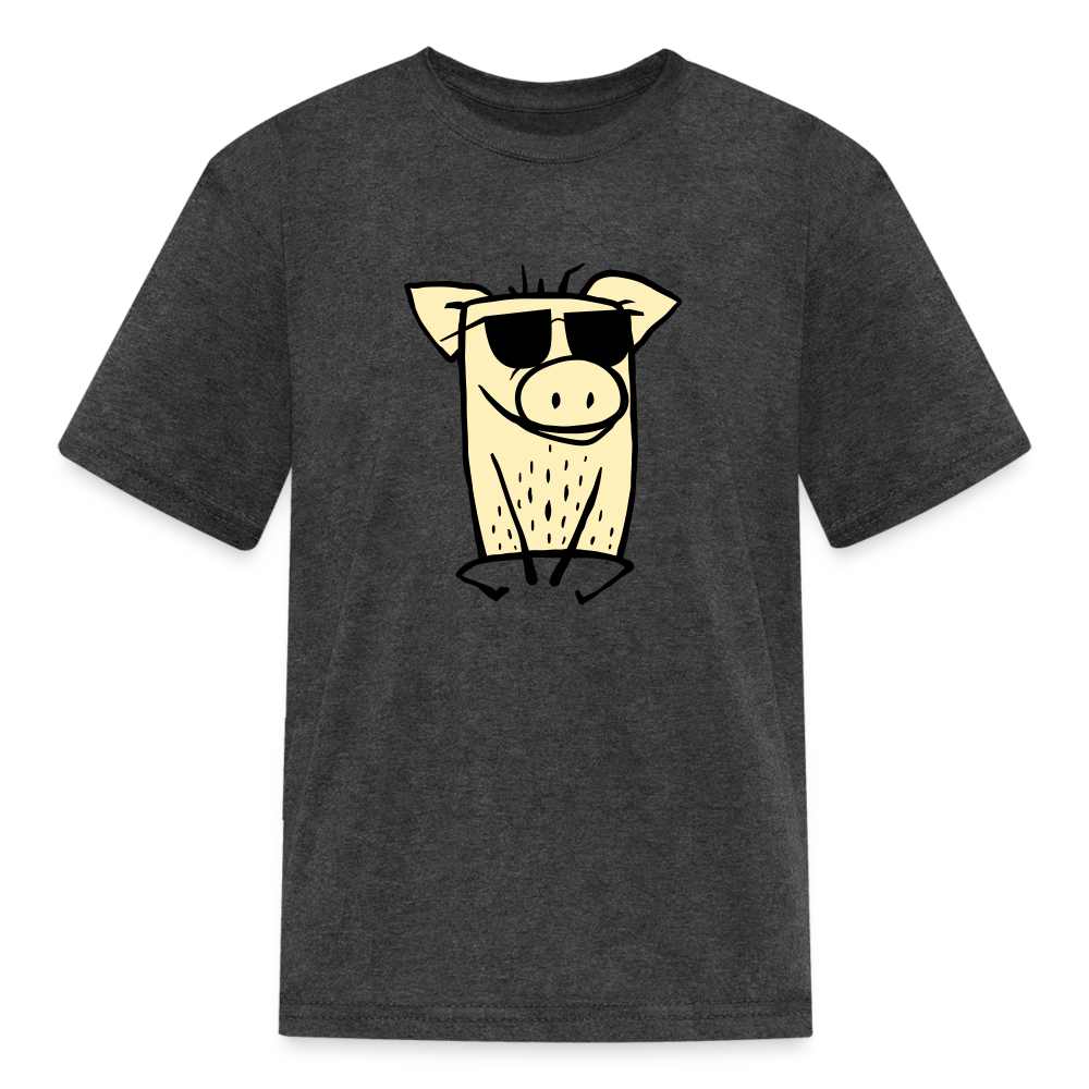 SIE CAPS "COOL PIG" Kids' Fruit of the Loom T-Shirt - heather black