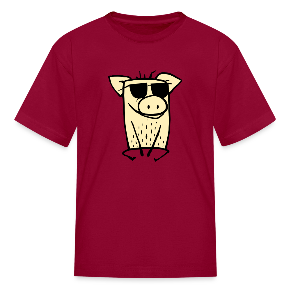 SIE CAPS "COOL PIG" Kids' Fruit of the Loom T-Shirt - dark red