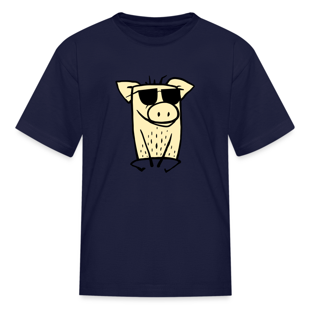 SIE CAPS "COOL PIG" Kids' Fruit of the Loom T-Shirt - navy