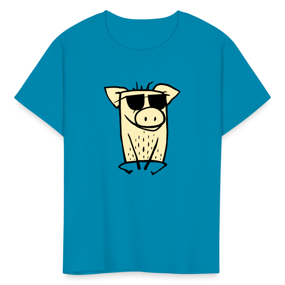 SIE CAPS "COOL PIG" Kids' Fruit of the Loom T-Shirt - turquoise